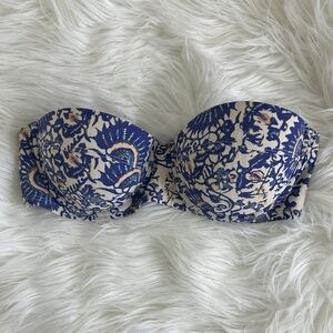 Tory Burch Blue and Cream Patterned Bandeau